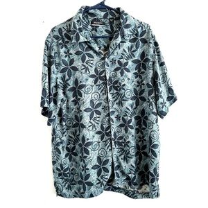 Brandini Men’s Hawaiian short Sleeve button down Shirt   100% Silk size L